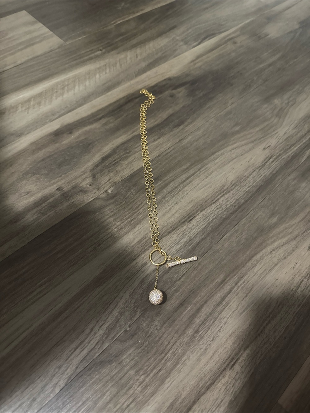 Logan necklace Gold Tone Women’s Pendant Necklace with Pavé Ball Accent